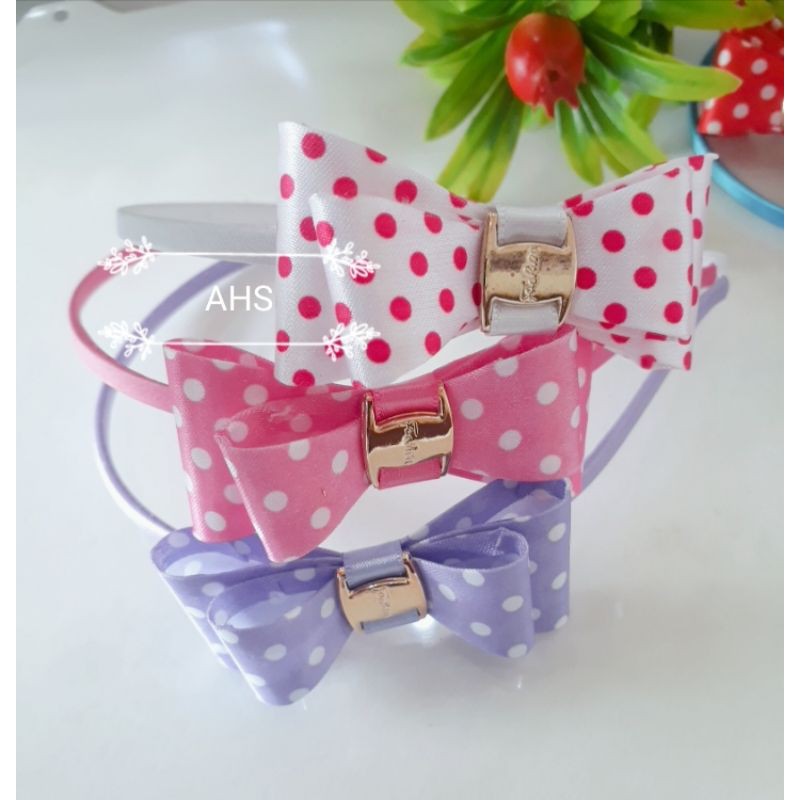 Bando pita kaku motif polkadot