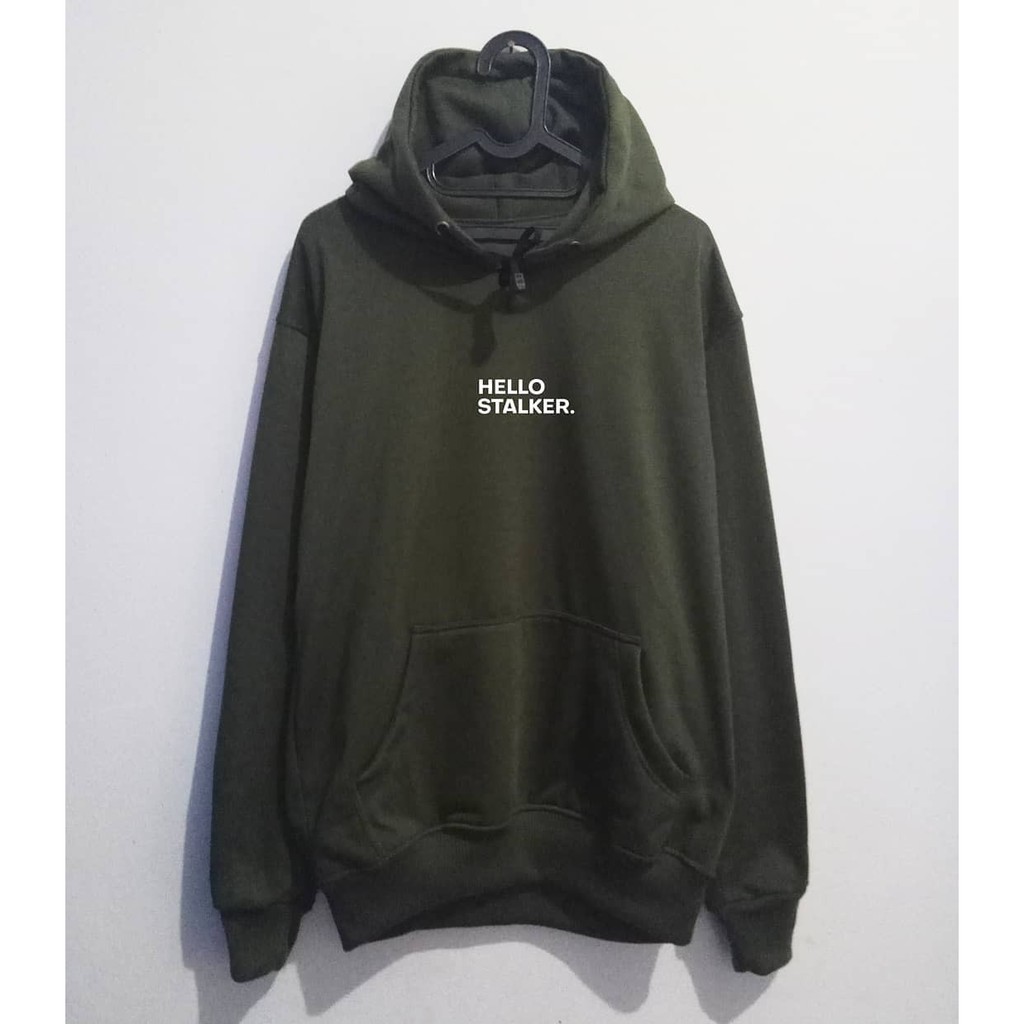 hoodie tulisan jepang pria sweater tulisan simple zipper hoodie original oversize warna hijau army