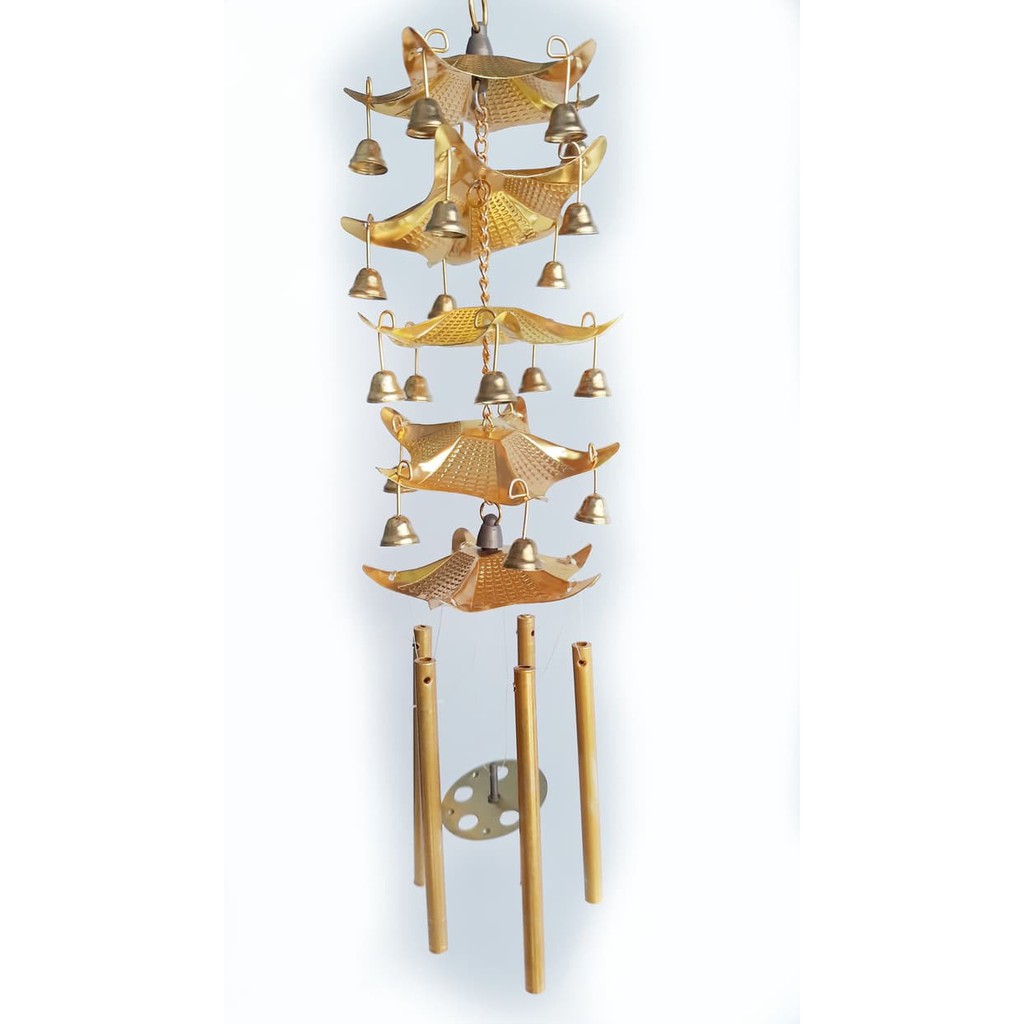 Promo Genta Angin / FungLing / Lonceng Angin Pagoda Susun 5 warna gold Limited
