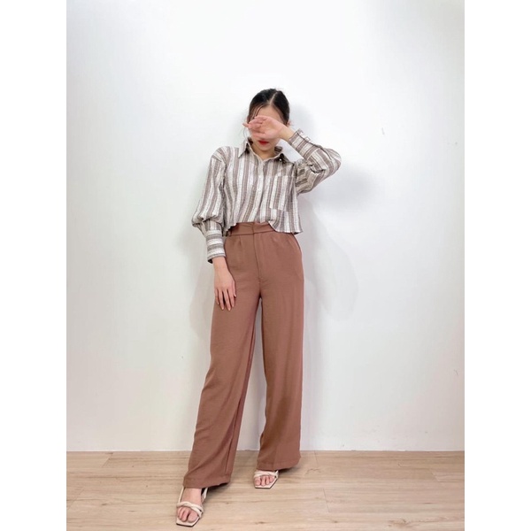 CELANA KULOT CRINKLE HIGHWAIST/ LOOSE PANTS/ CELANA PANJANG WANITA BAHAN JATUH/ TALI DAN NON TALI