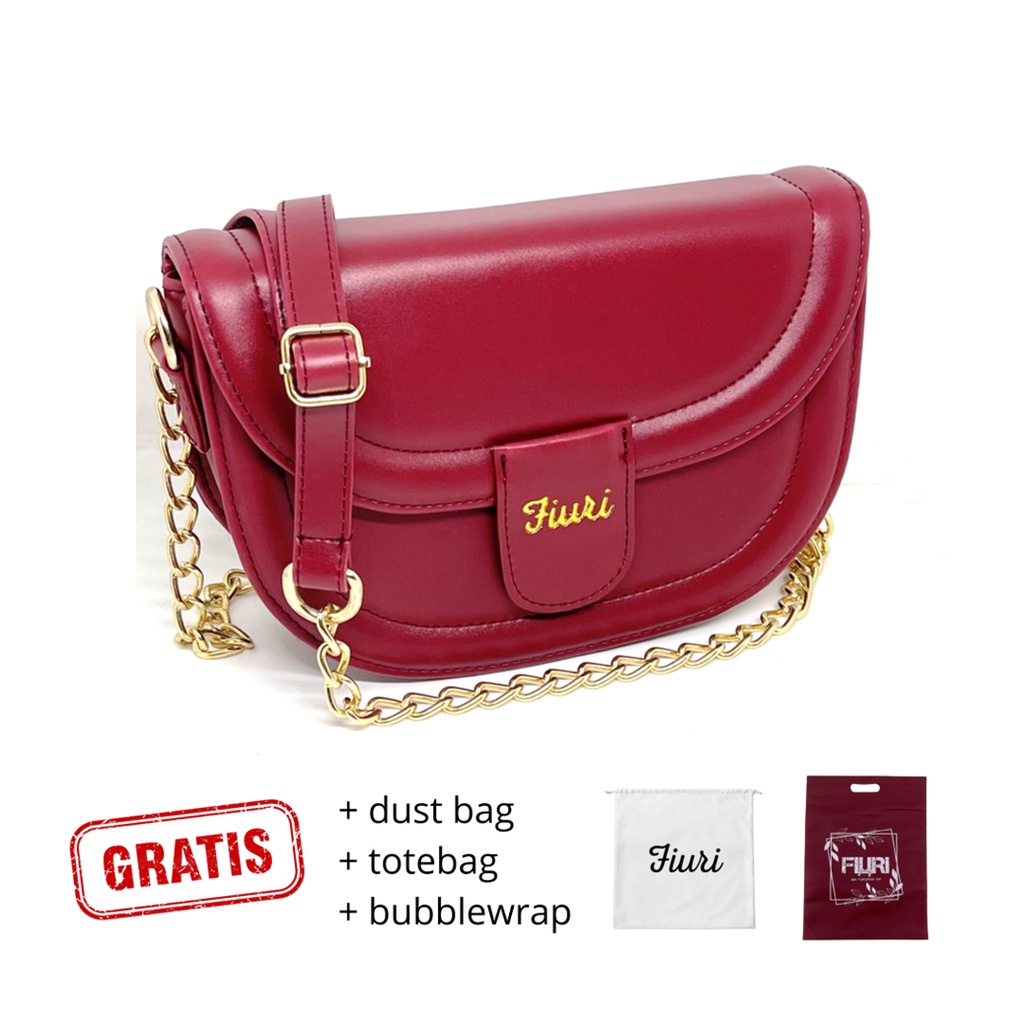 FIURI - UWI BAG MAROON - TAS SELEMPANG WANITA HITAM - TAS TREND IMPORT KOREA MURAH - SLINGBAG CEWEK - OUTFIT OOTD FASHION WANITA LEBARAN HARI RAYA RAMADHAN