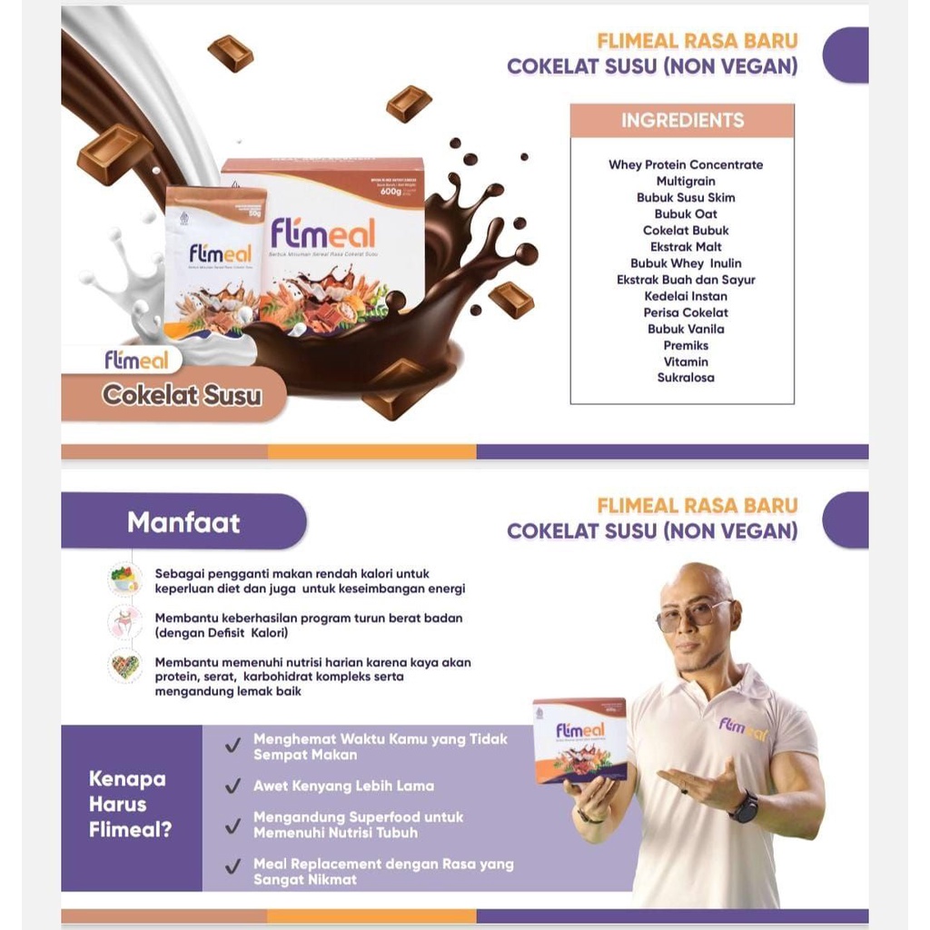 Flimeal Cokelat Susu Flimeal Coklat Susu Sereal Pengganti Makan Halal