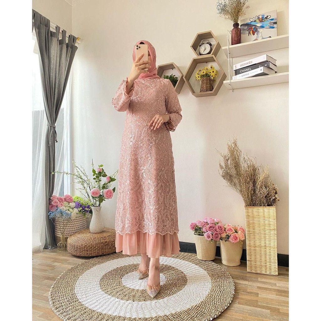 PROMO LONG GAMIS TULLE SPIDER KERUT TANGAN REMPEL