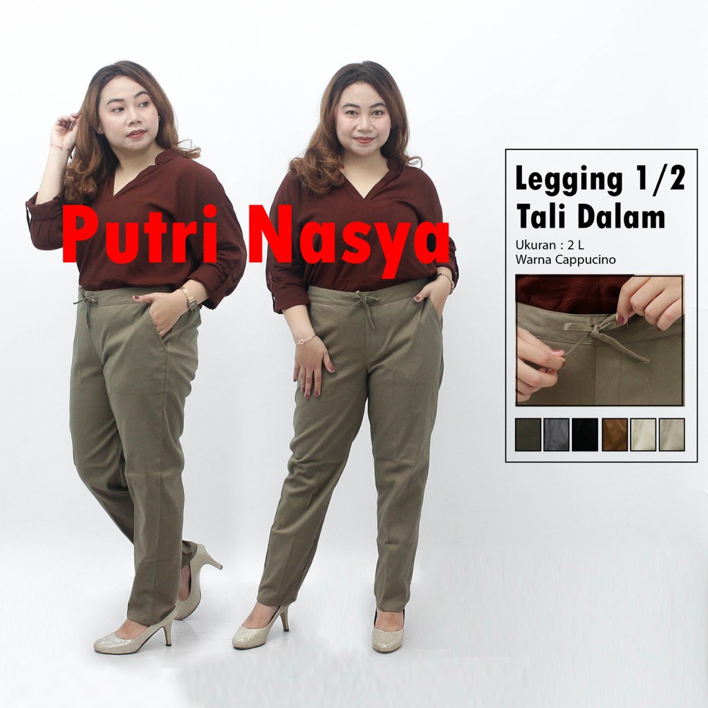 Celana jumbo kantor legging 1/2 karet dalam / celana bigsize / celana formal / celana wanita jumbo
