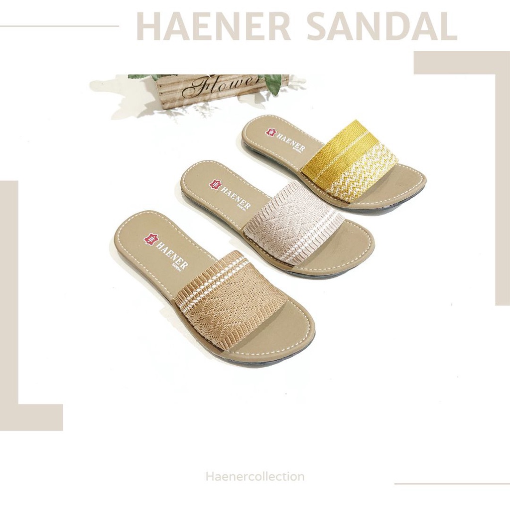 Sandal Slop Rajut Alas Empuk Anti Licin Sandal Rajut Wanita vanillasky