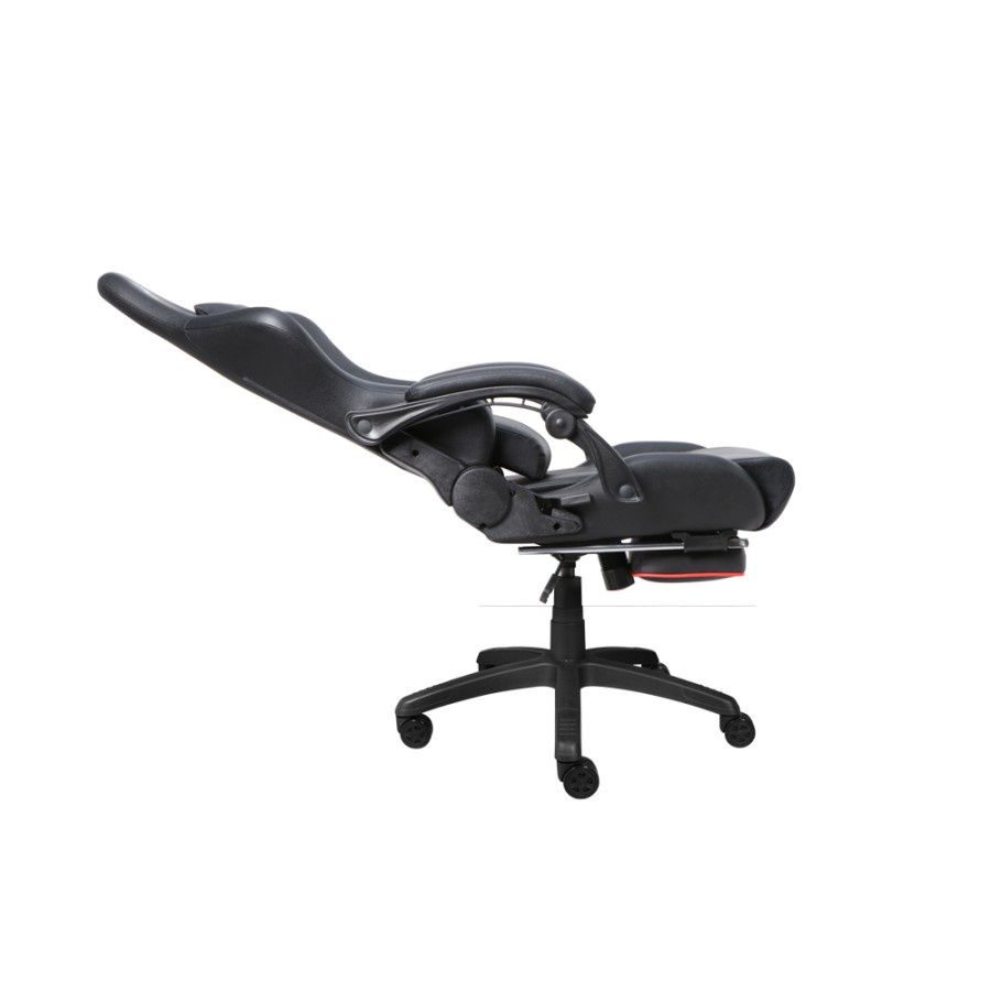 1STPLAYER GAMING CHAIR BD1 - BLACK - LUMBAR MASSAGE - Gamer’s Armrest &amp; Leisure Footrest - High Quality Leather