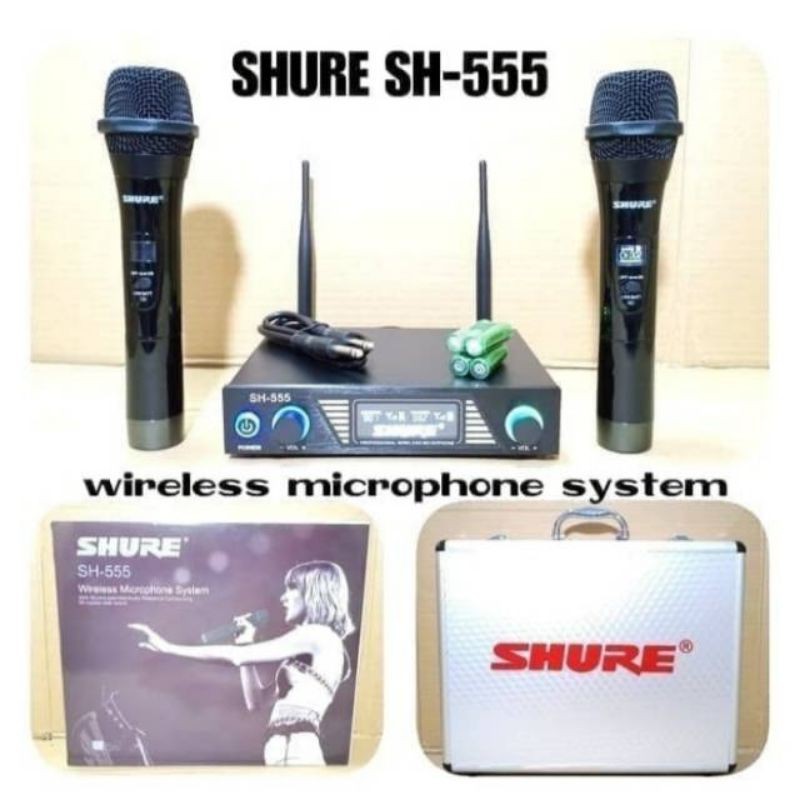 Mic Microphone Wireless Shure SH-555 SH 555 Handheld TERBAIK