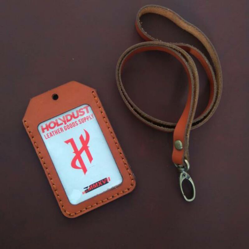 

ID Card Holder Simple Vintage Name Tag Kulit Sapi Asli