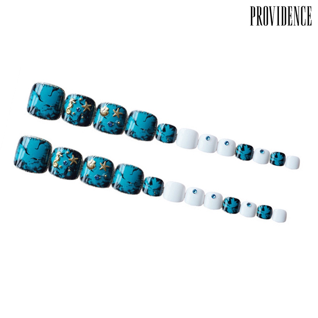 Providence 24Pcs Nail Patch Easy to Use Fadeless ABS Pedicure Fake Extension Tips for Women