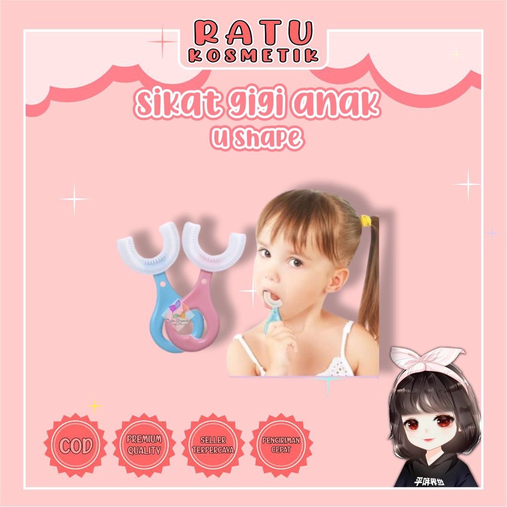 ❤ RATU ❤ Sikat Gigi Anak Bayi U Shape Silikon BPA Free Silicon Tik Tok Viral | Bahan Cotton Mini Soft | Tooth Brush Karakter Hewan