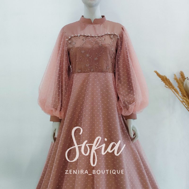 SOFIA GAUN pesta pengantin mewah tulle bordir dan tulle dot / baju kondangan / prewedding / lamaran / wisuda / wedding bisa dipesan couple / tersedia ukuran kecil hingga jumbo