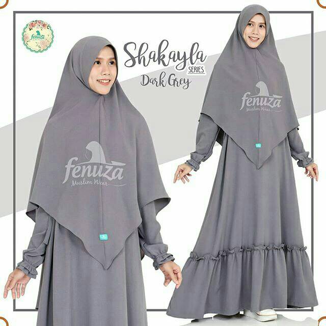 (Size XXS) Gamis Shakayla Dark Grey Gamis Shakayla Dress Fenuza Dress Gamis Mosscrepe Gamis Daily