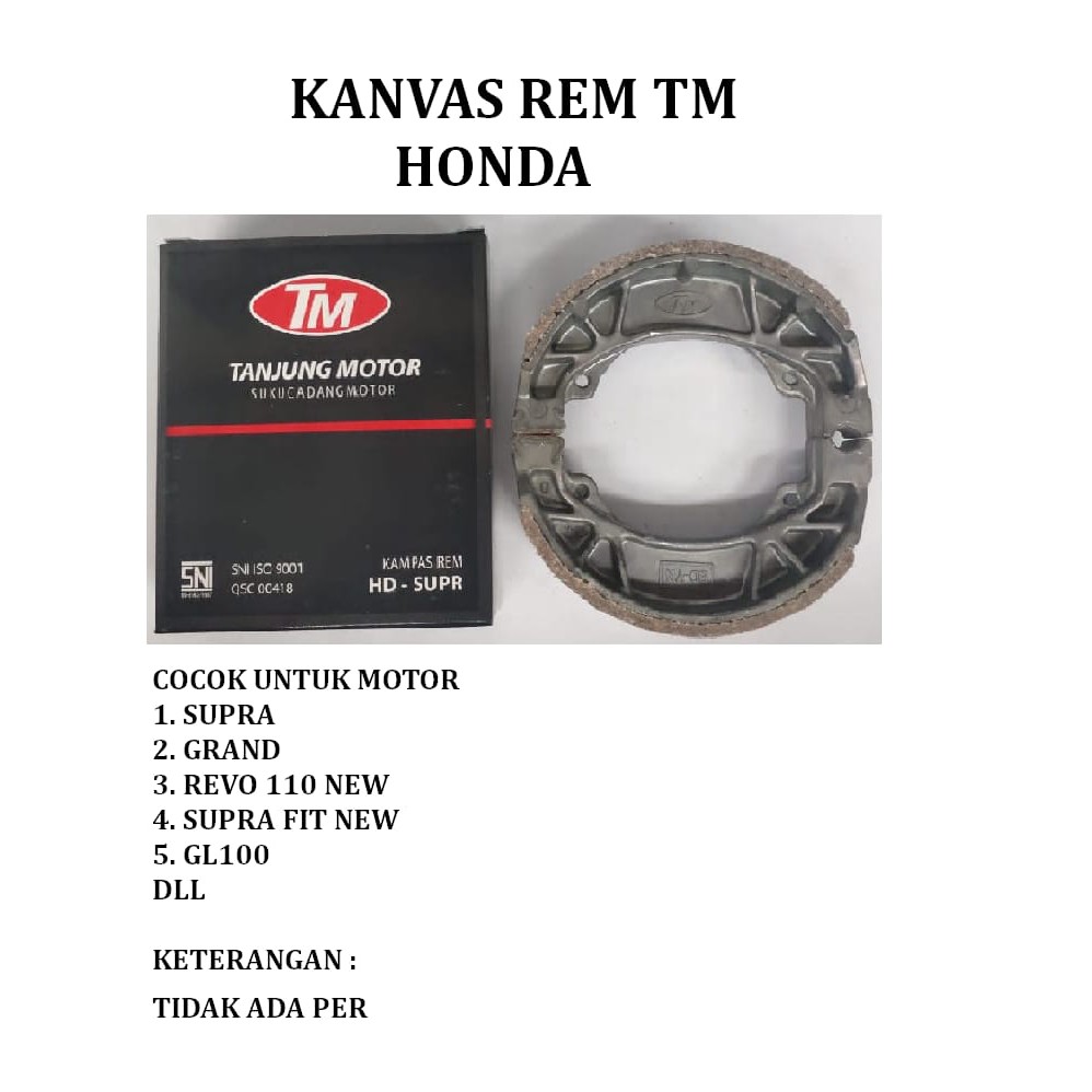 KAMPAS / KANVAS REM BELAKANG MOTOR PIRODO TM HONDA Tanjung Motor ASLI ORI
