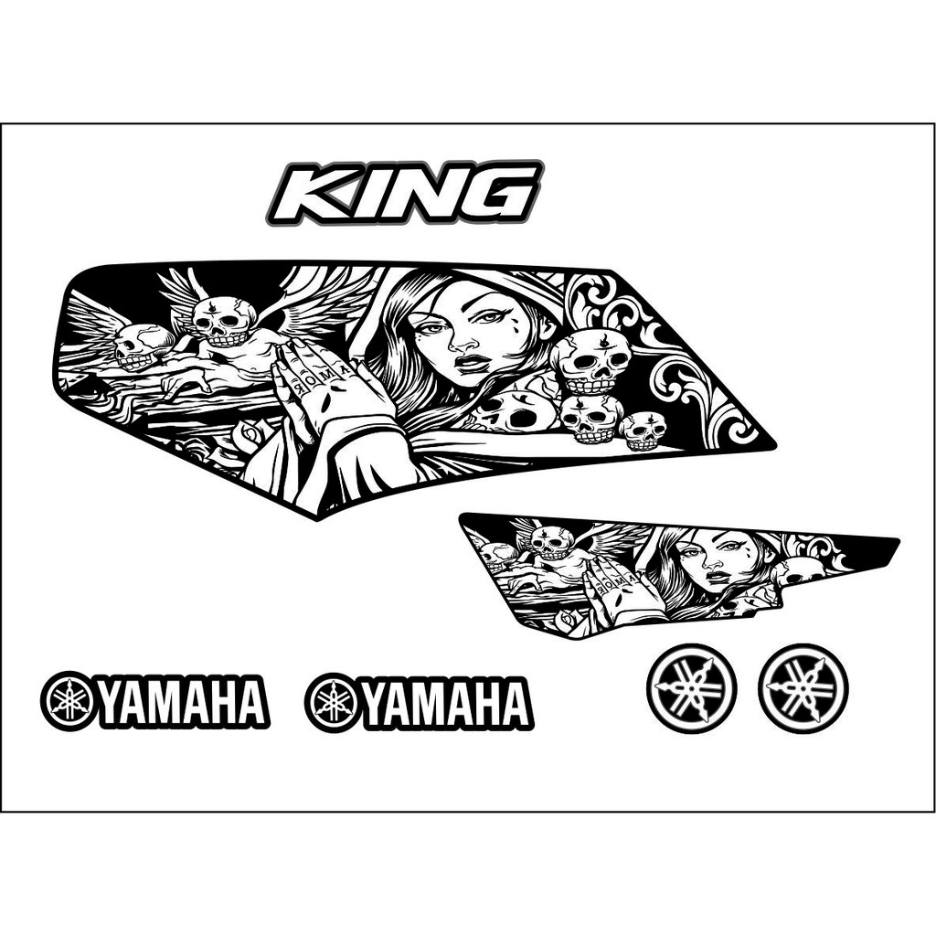 STICKER CUSTOM RX KING HITAM PUTIH SKULL RX KING STRIPING