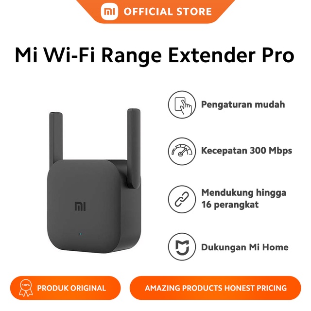 Mi Wi-Fi Range Extender Pro - 2 x 2 Antena Eksternal 300 Mbps (Mendukung Aplikasi Mi Home)