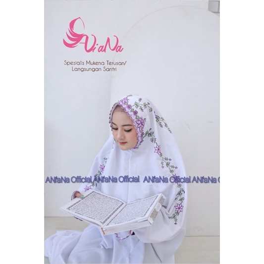 Ani'Ana Official - Mukena Terusan Bordir Bahan Polino Medium