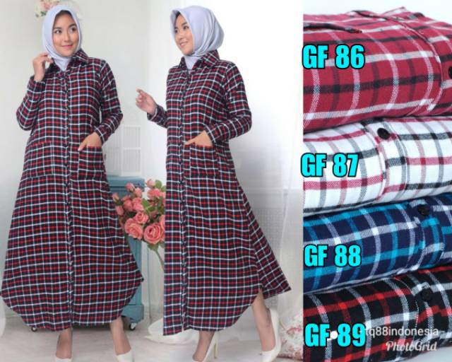 Gamis flanel/gamis kotak kotak/maxi kotak/gamis/maxi/long dress/long dress kotak