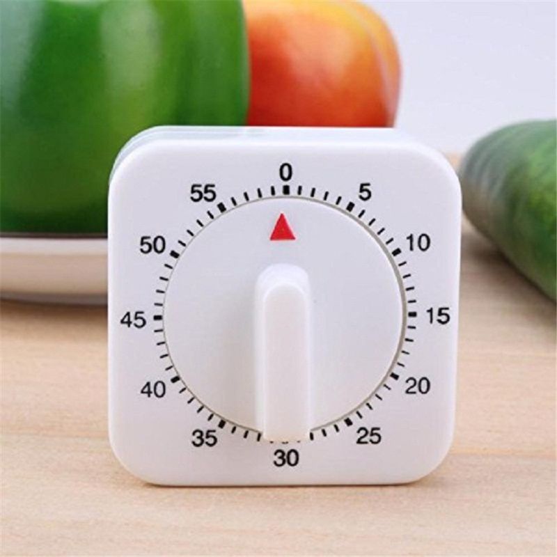 1 Pc Alarm Timer Mekanik 60 Menit Bentuk Persegi Untuk Memasak