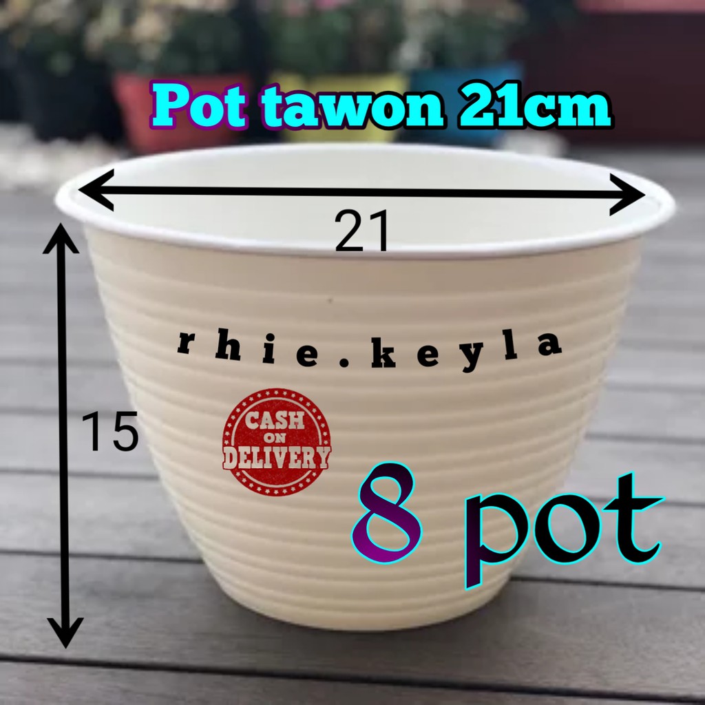 POT BUNGA PLASTIK LUSINAN MURAH / POT TAWON NO 21 / POT TAWON PUTIH LUSINAN MURAH / POT BUNGA