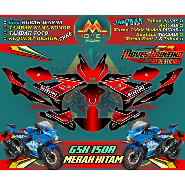 Decal gsx 150r stiker gsx fulbody decal sticker motor gsx 150r motip merah hitam
