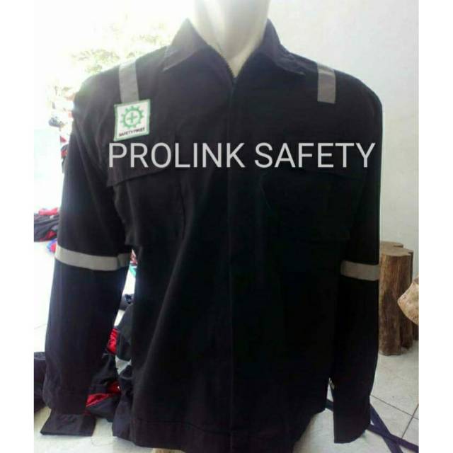 SERAGAM PROYEK BAJU SAFETY HITAM RESLETING