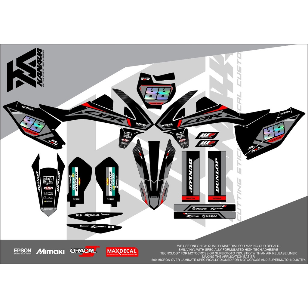 Decal KTM   / CRF / YZ / Gordon / Dtracker bisa custom nama harga termurah Kode kny008