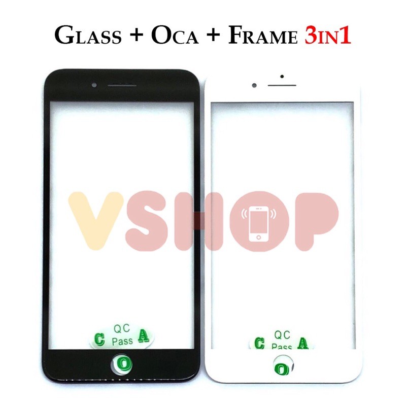 GLASS LCD - KACA TOUCHSCREEN - OCA - FRAME 3IN1 IP 8+ 8 PLUS - 8G+ 8G PLUS