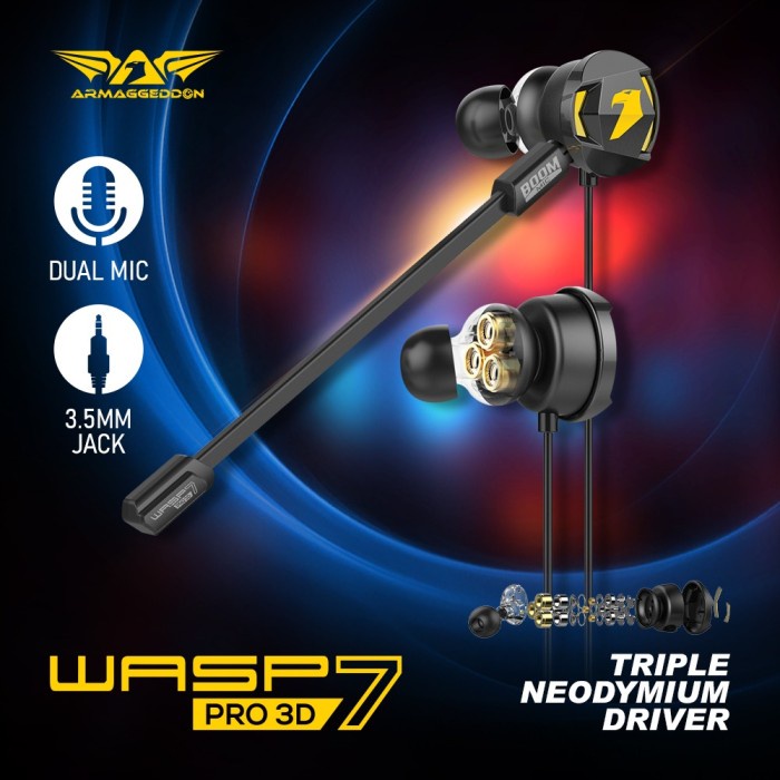 Armaggeddon WASP-7 PRO 3D Gaming Earphones with Triple Neodymium Drive - Wasp 5