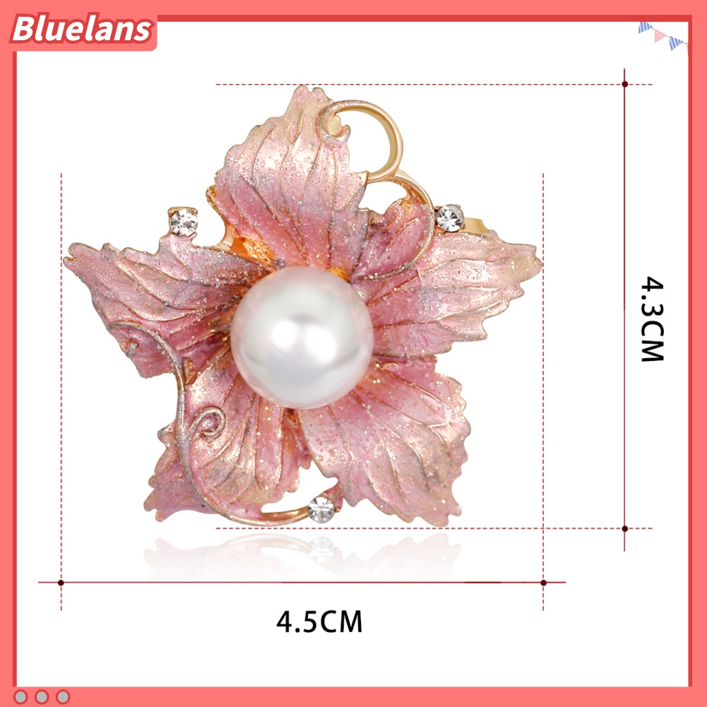 Bluelans Fashion Women Rhinestone Imitation Pearl Enamel Flower Floriated Brooch Pin