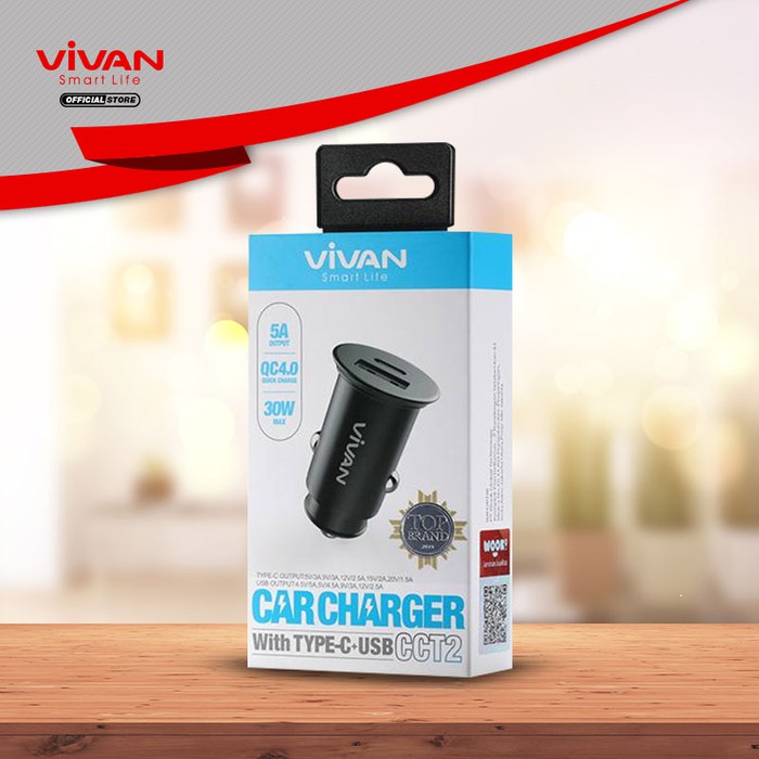 CAR CHARGER CHARGER MOBIL FAST CHARGING QC 4.0 VIVAN CCT2 DUAL PORT