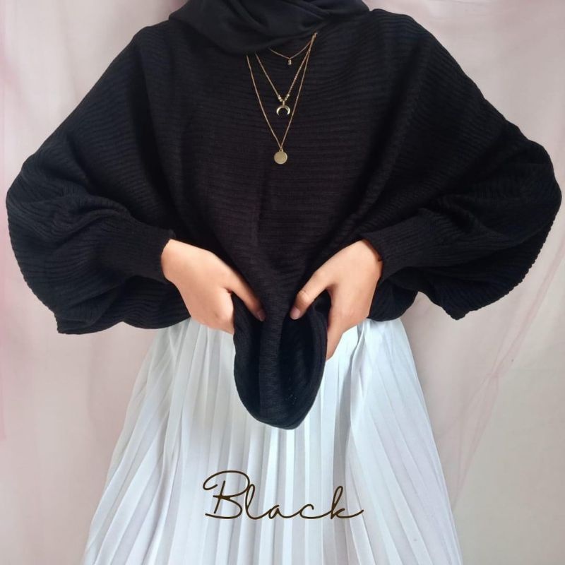 SWEATER BLOUSE BATWING RAJUT BIG SIZE PREMIUM//OUTER RAJUT BATWING MOTIF KELEAWAR