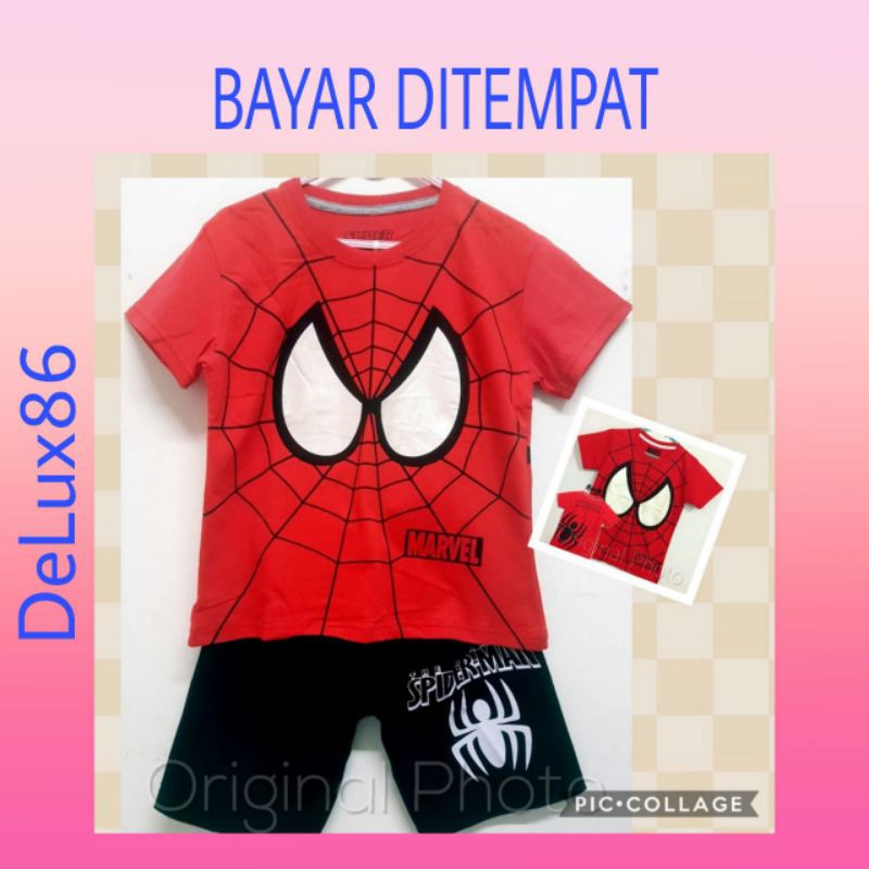 Setelan DnC kaos anak laki D&c motif Spiderman baju cowok