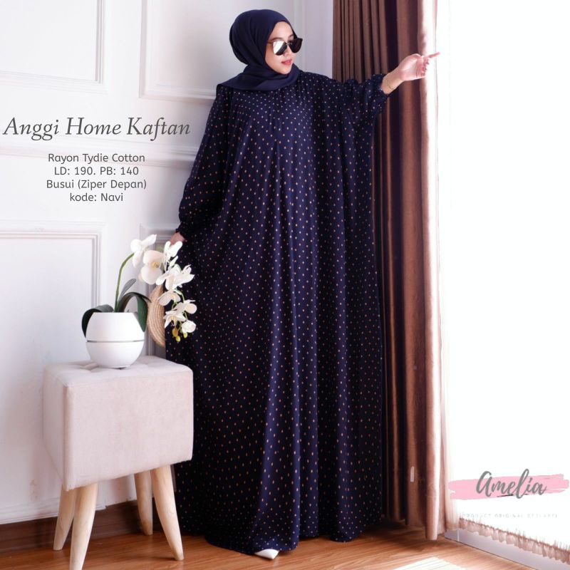 Yanti Kaftan Wanita Jumbo Rayon Batik Premium Gamis Dress Kekinian Bigsize LD 160 cm
