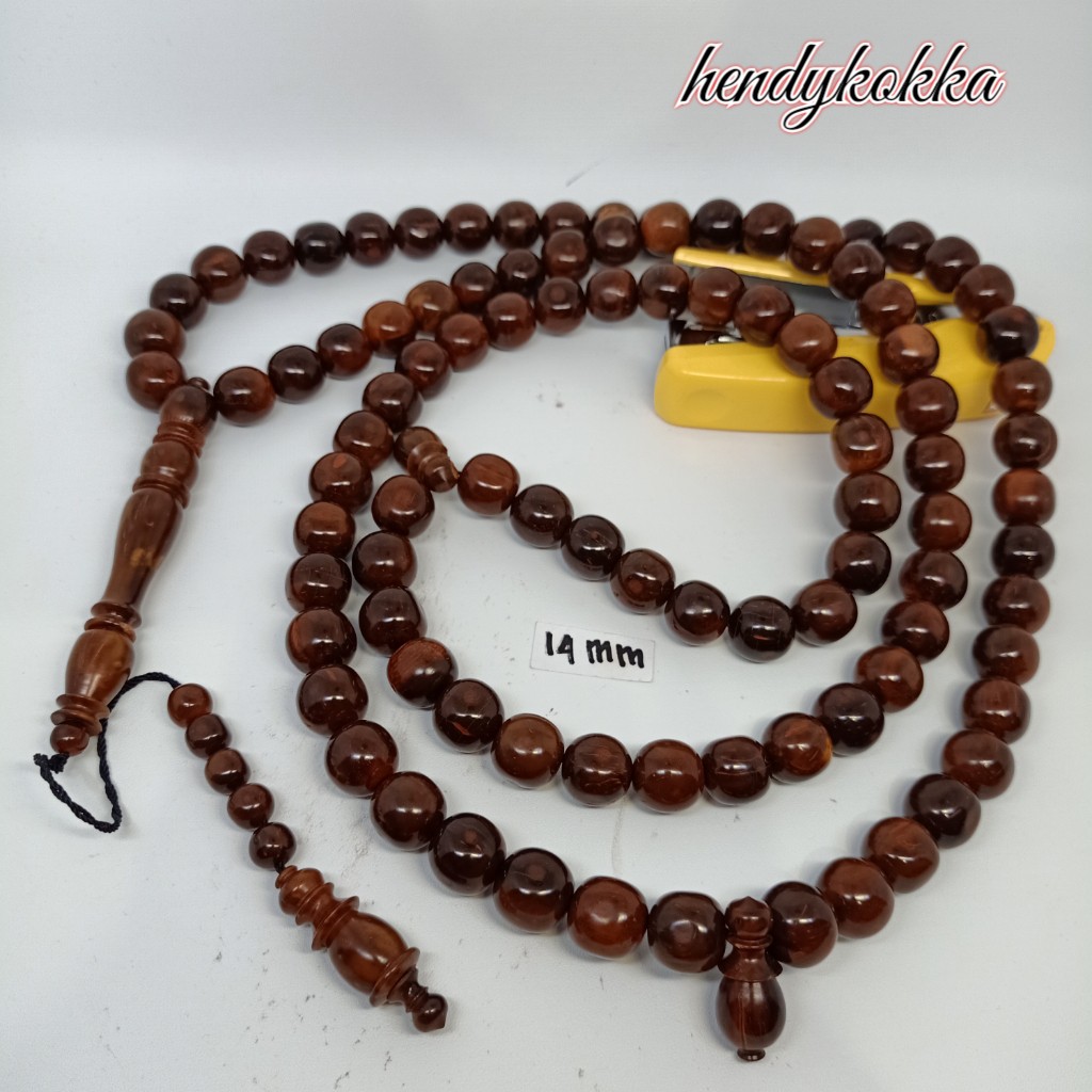 Tasbih kokka kaukah 99 jumbo ukuran bulir 14 mm coklat