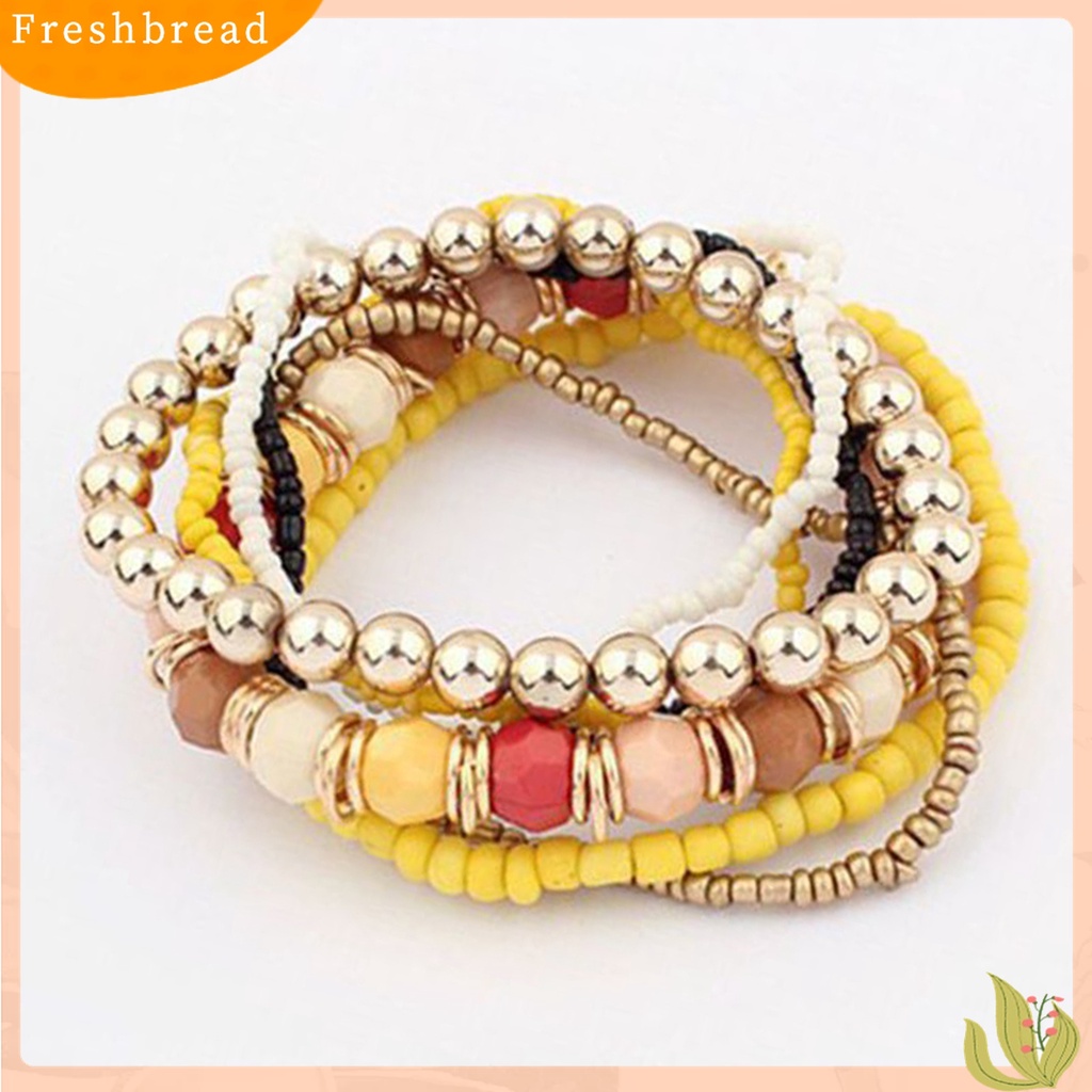 [TERLARIS]7Pcs/Set Women Boho Bohemian Mix Style Multilayer Elastic Beaded Bracelets for Banquet Party