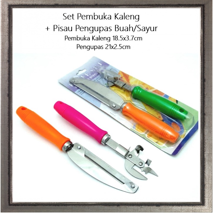 2in1 Set Pembuka Kaleng + Peeler/Pisau Pengupas Buah/Sayur