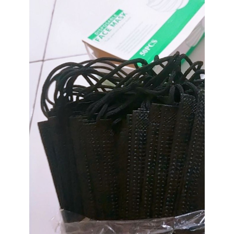 Masker Hitam Korea 3ply isi 50PCS Per 1BOX K-POP IDOL DEWASA IMPORT Fashion Artis Korea Trendy COD