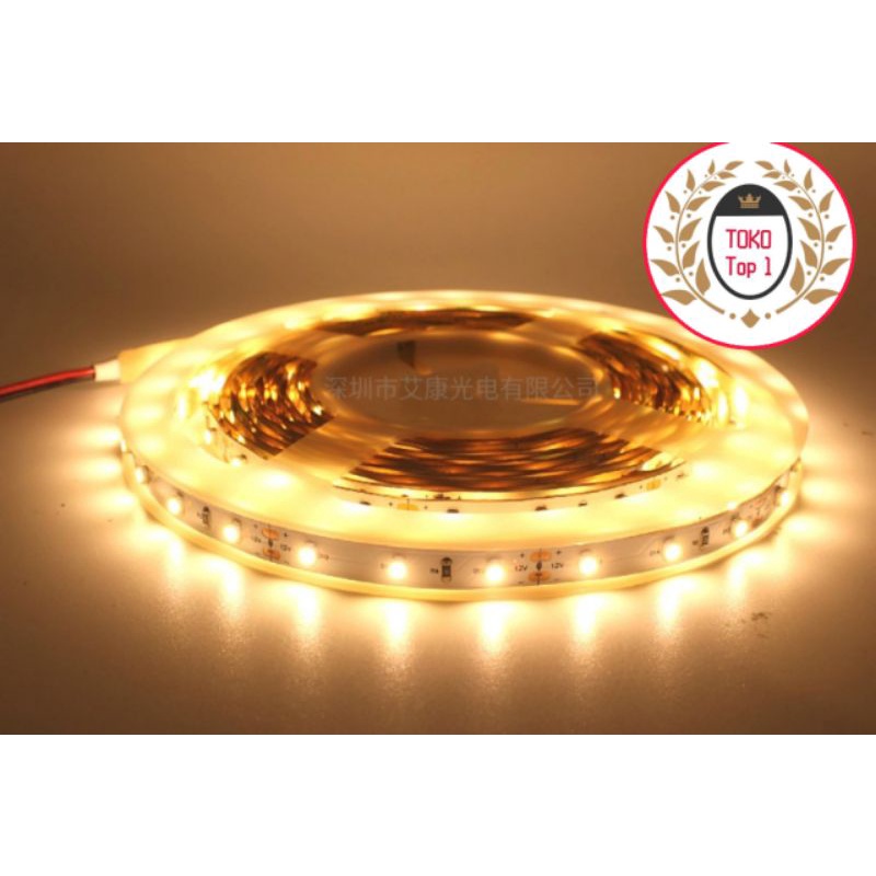 lampu led strip warm white 2835 ip44 5m DC 12v  /waterproof lampu plafon lanpu etalase-warm white