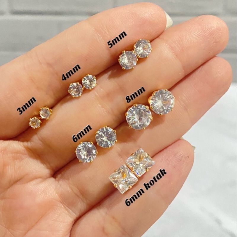 Fifi Fashion Anting Tusuk Satu Mata Model Perhiasan Lapis Emas Silver Xuping 18k/Titanium