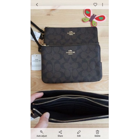 Coach Double Zip Large Wristlet Sign