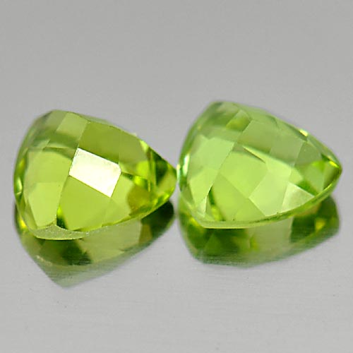 Matching Pair Trilliant 6.2x3.7mm Natural Green Peridot Unheated Untreated 1.83ct PD815