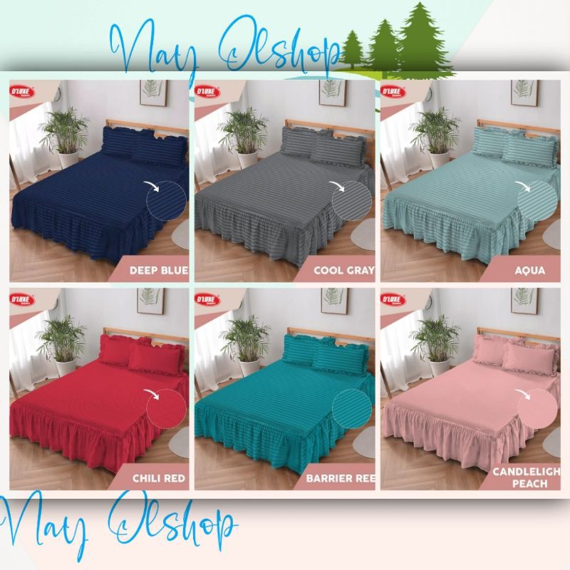 Sprei Kintakun Polos Rumbai Ukuran 180x200/Aqua,Barrierreef,Coolgrey,Candelightpeach,Deepblue