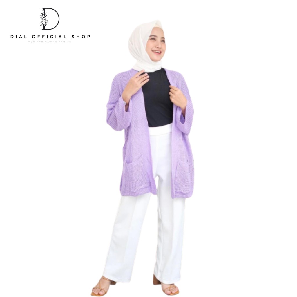 DIAL - Cardigan Rajut Panjang Tebal Loocy 7 Gate Kardigan Wanita-Lilac