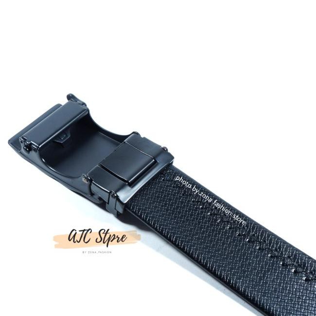 4q8p gesper ikat pinggang pria kulit asli sabuk import ag013b - hitam, panjang 120cm 575u