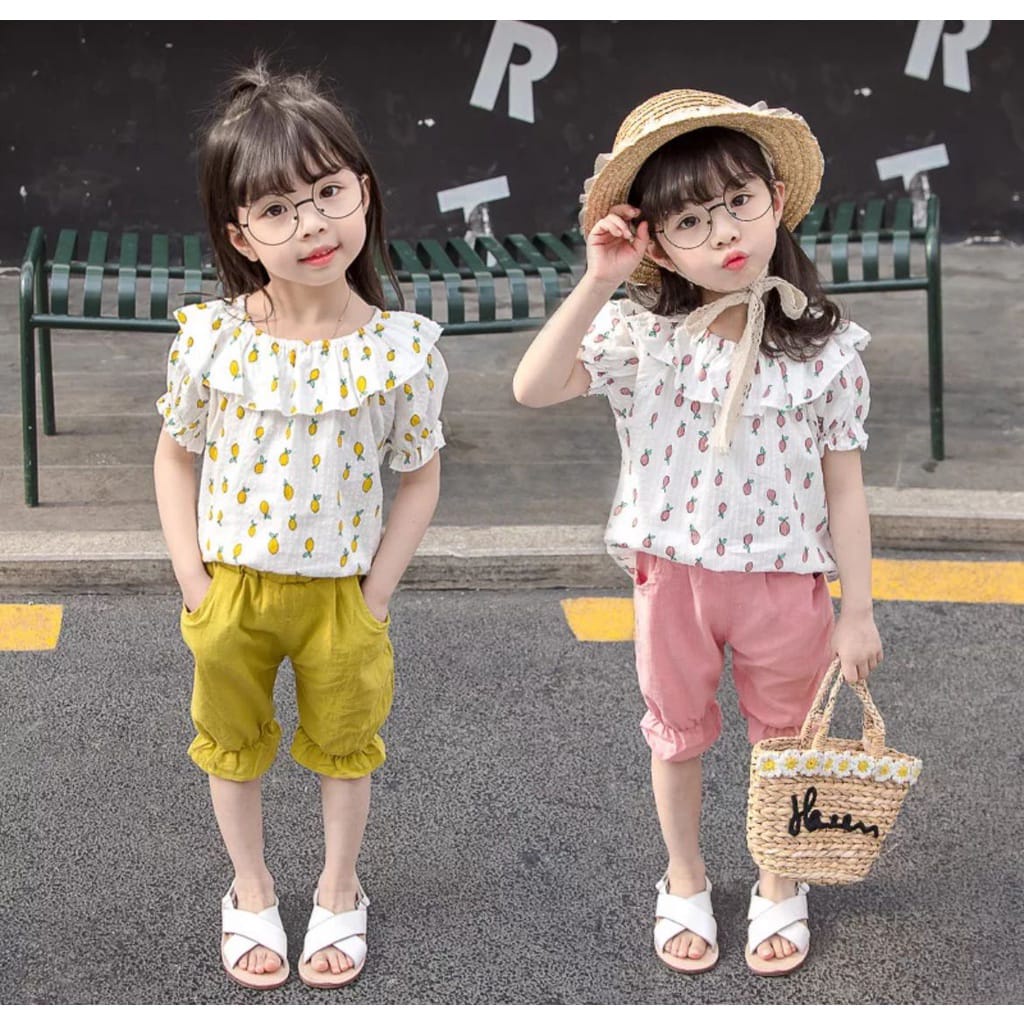 BARU! LIK010 - 2in1 Setelan Bayi Cewe Fashion Lucu Pergi Jalan Santai