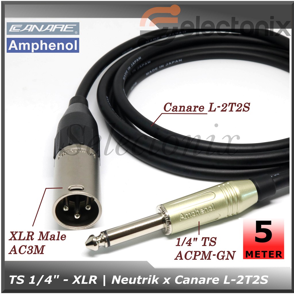 [5m] Kabel Mic 1/4 TS - XLR | Canare x Amphenol