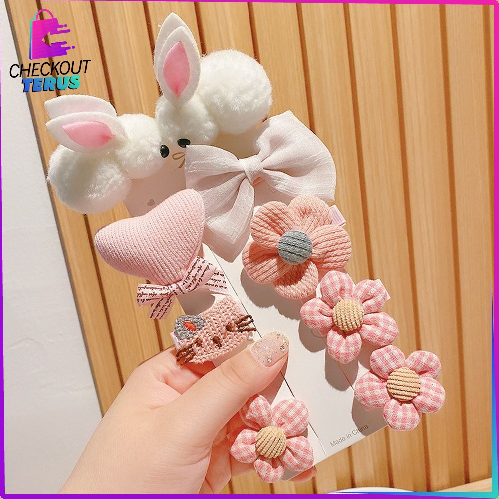 CT C323 Jepit Rambut Anak Ala Korea 9IN1 Jepit Rambut Karakter Kelinci Pita Hair Clip Anak Perempuan Korean Aksesoris Fashion Clips