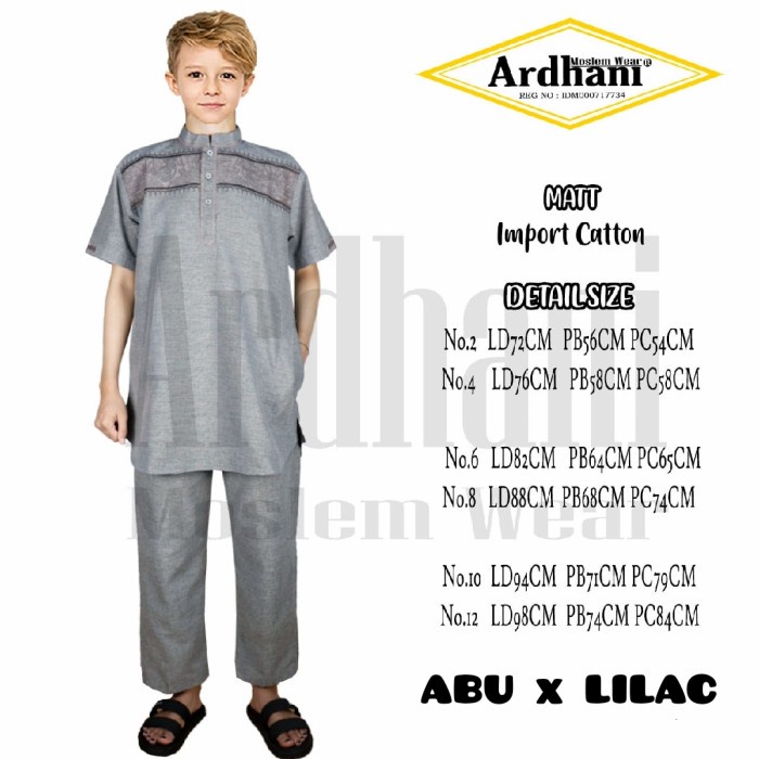 Baju Koko Anak Laki-Laki Baju Koko Anak Stelan Pakistan Anak Terbaru - ABU x LILAC, 2