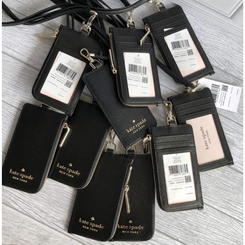

ID CARD LANYARD KS ID CARD KATE SPADE ORIGINAL BLACK LEATHER ID CARD KULIT