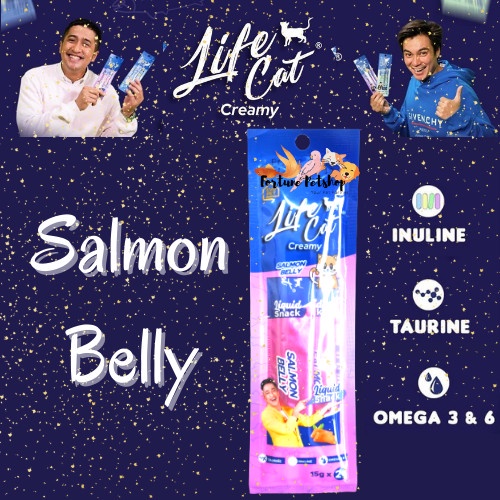 Life Cat Creamy Snack Cemilan Kucing Liquid 15 Gram -  SALMON BELLY